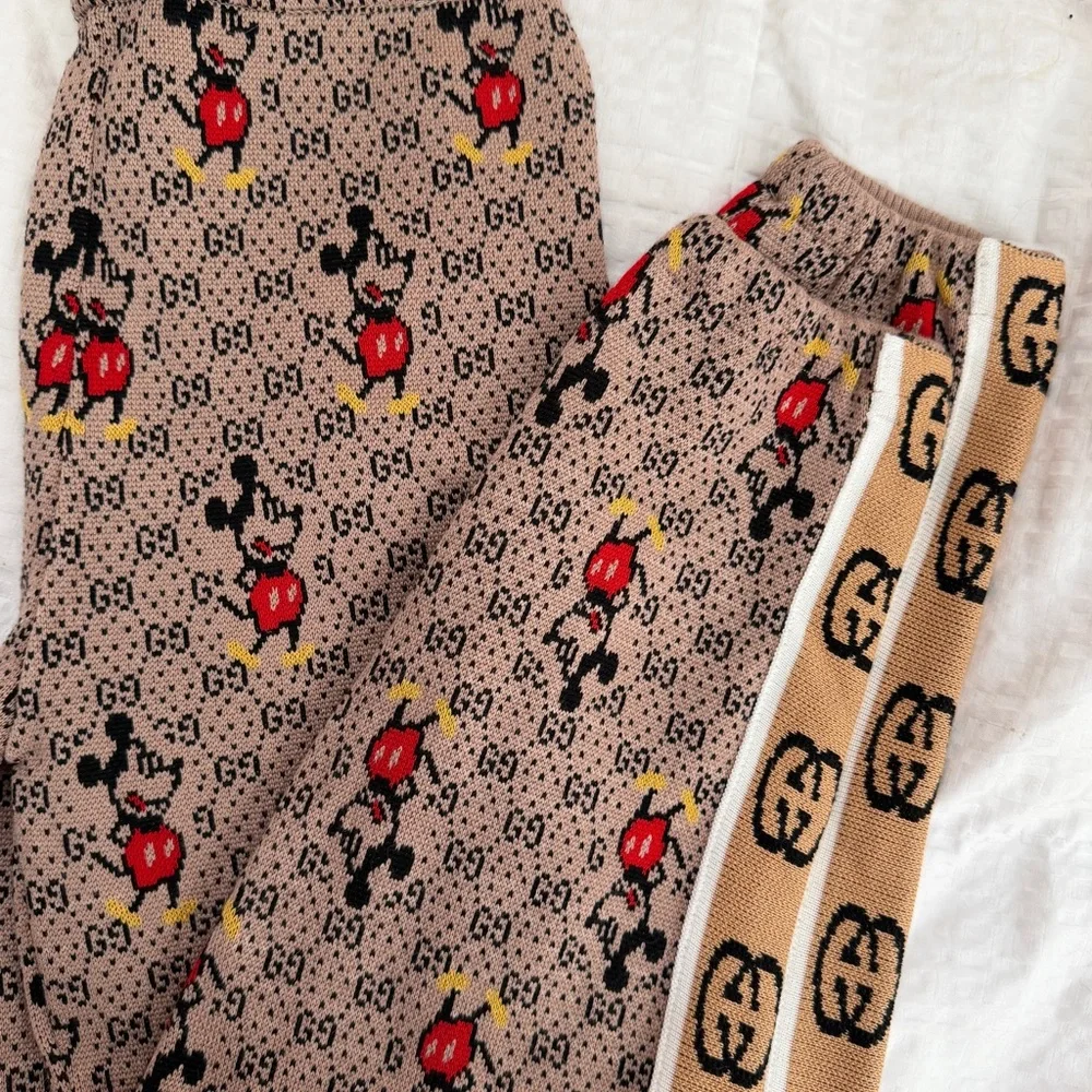 Mickey Mouse Gucci Design Tracker Pants Super Thick Warm Fabric Unmarked! XS/S - Picture 3 of 12